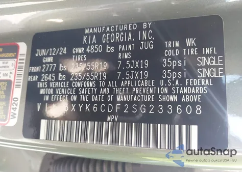 2025 Kia Sportage X-Line from USA, damaged, VIN 5XYK6CDF2SG233608